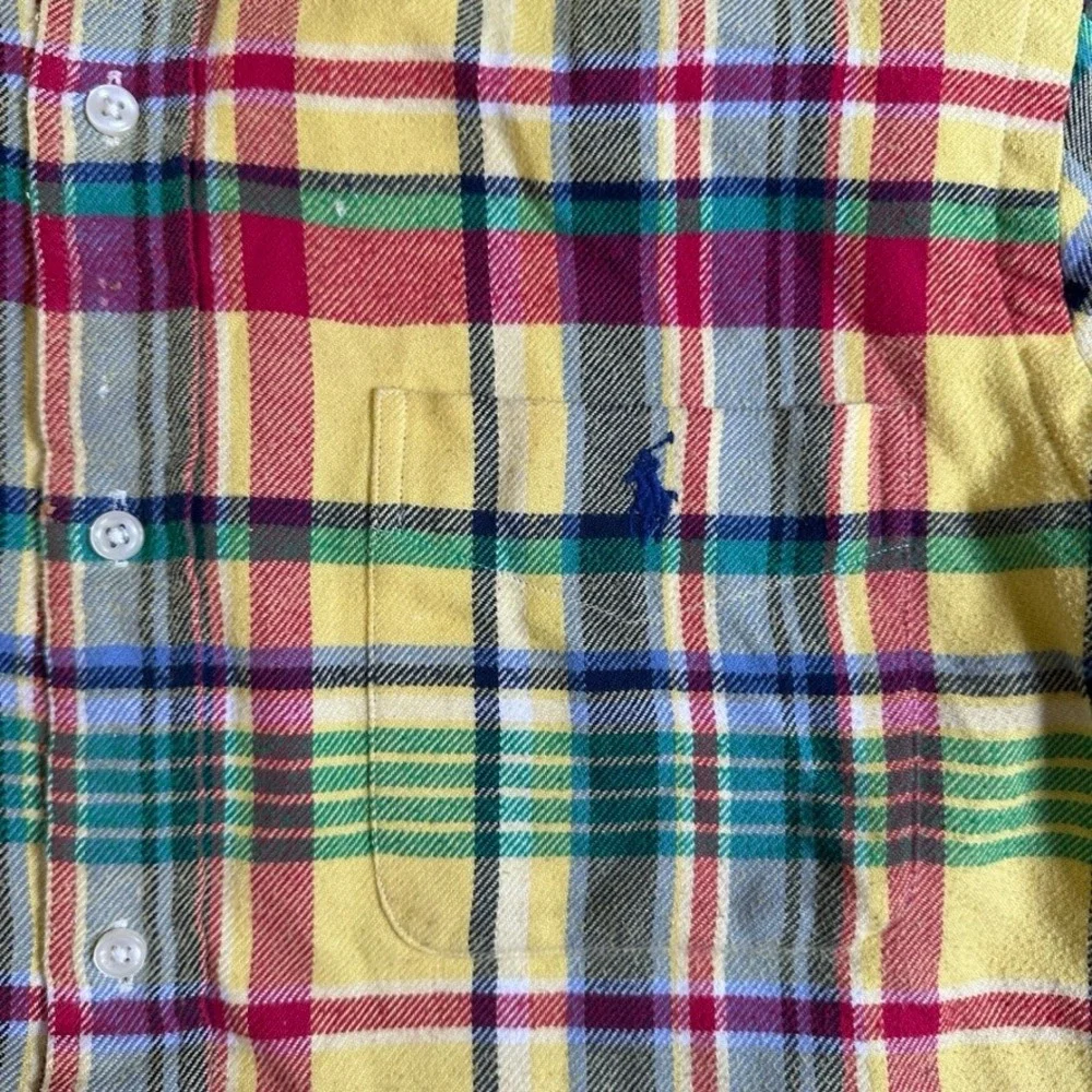 Polo Ralph Lauren Classic Fit Performance Plaid Shirt Mens Large Yellow Multi